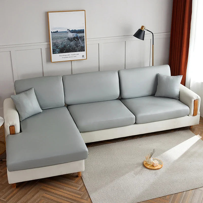 Afralia™ Stretch PU Leather Sofa Cover Solid Color Slipcovers