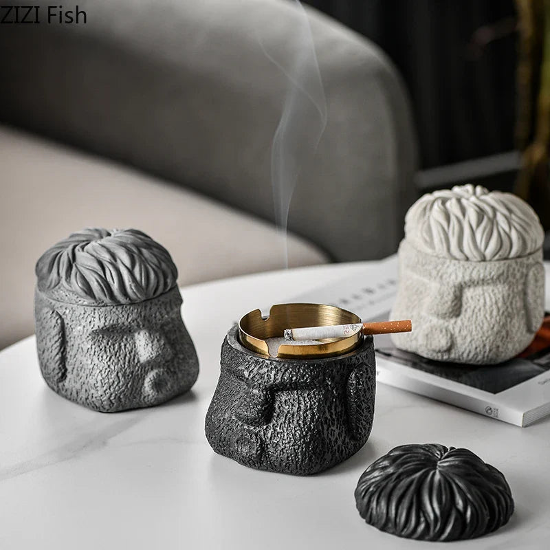 Afralia™ Abstract Figure Portraits Cement Ashtray Smoking Accessories Gift
