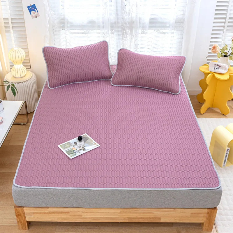 Afralia™ Cooling Latex Summer Mat Set with Rayon Quilted Sheet & Pillowcase