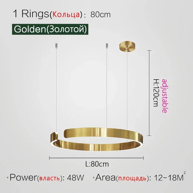 Afralia™ Minimalist Circle Rings Ceiling Chandelier Pendant Light for Home Decor