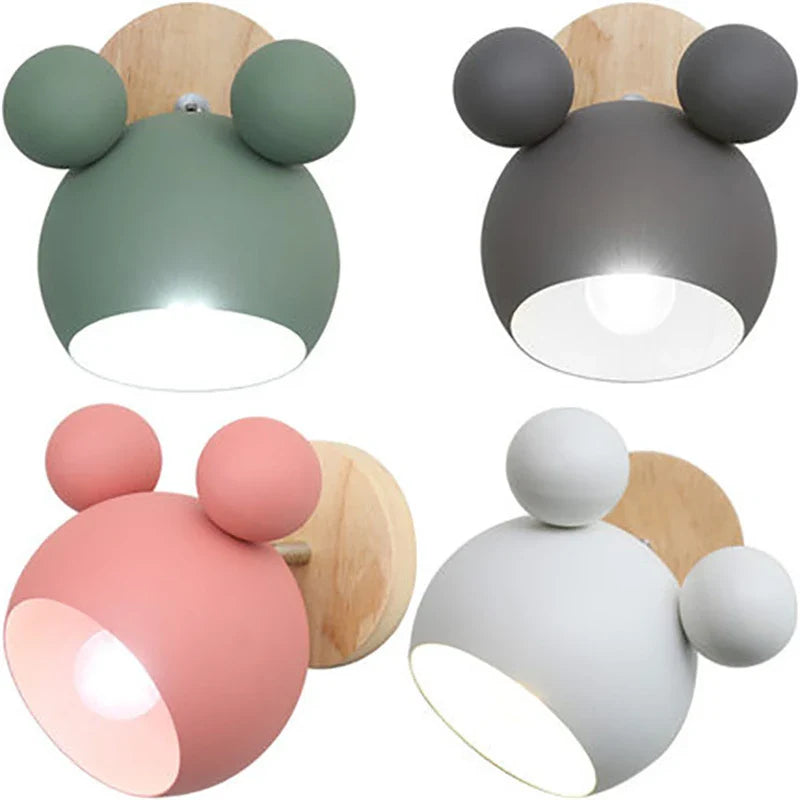 Afralia™ Nordic Mickey Wall Lamp for Bedroom, Study, and Children's Room