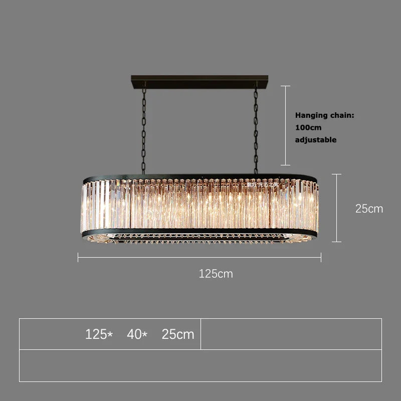 Afralia™ Black Crystal Round LED Chandelier Hanging Lamp for Living Room
