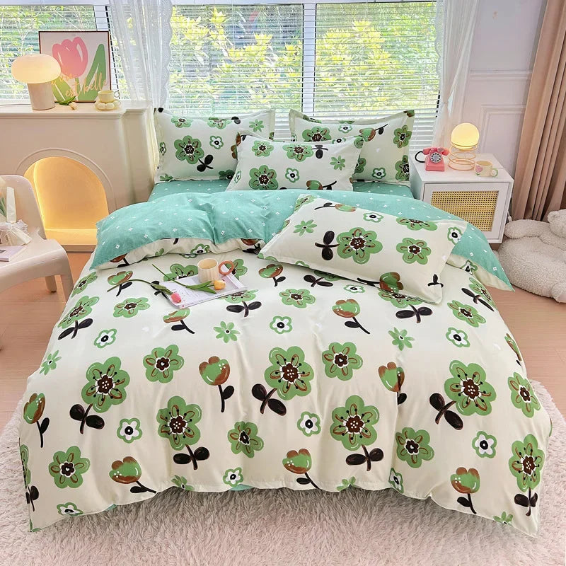 Afralia™ Plant Printed Brushed Single Duvet Cover for Cozy Winter Nights