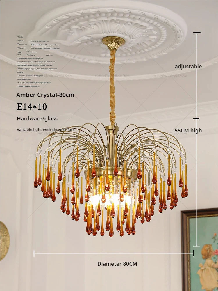 Afralia™ Vintage Crystal Glass Chandelier for Living Room, Dining Room, and Bedroom