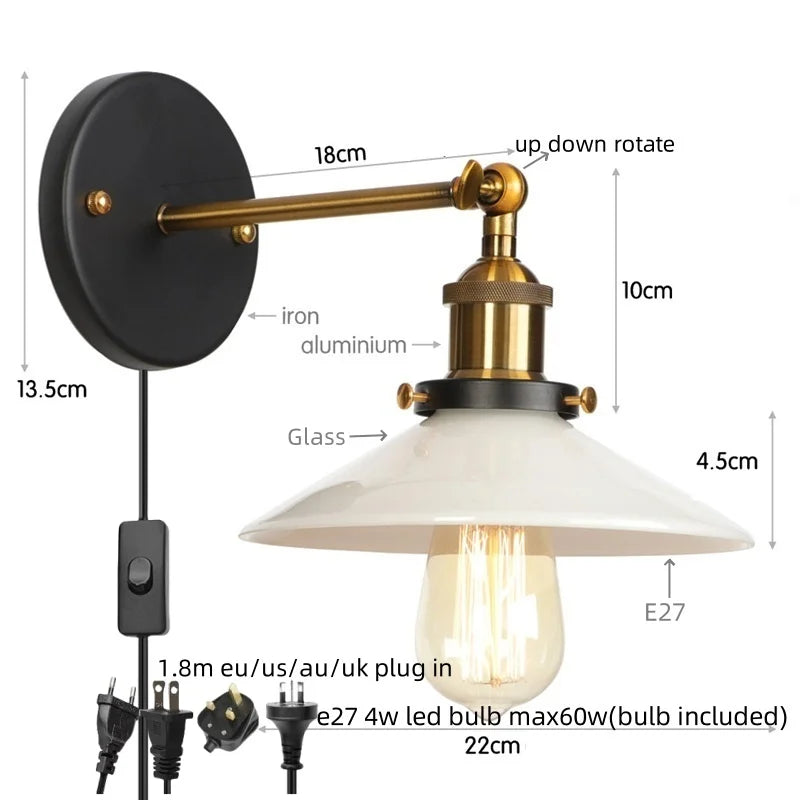 Afralia™ LED Wall Lights: Industrial Style Bedside Lamp for Kitchen, Reading, Cafe - White Class