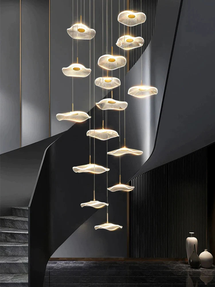 Afralia™ LED Circular Living Room Chandelier: Modern Loft & Staircase Ceiling Lamp