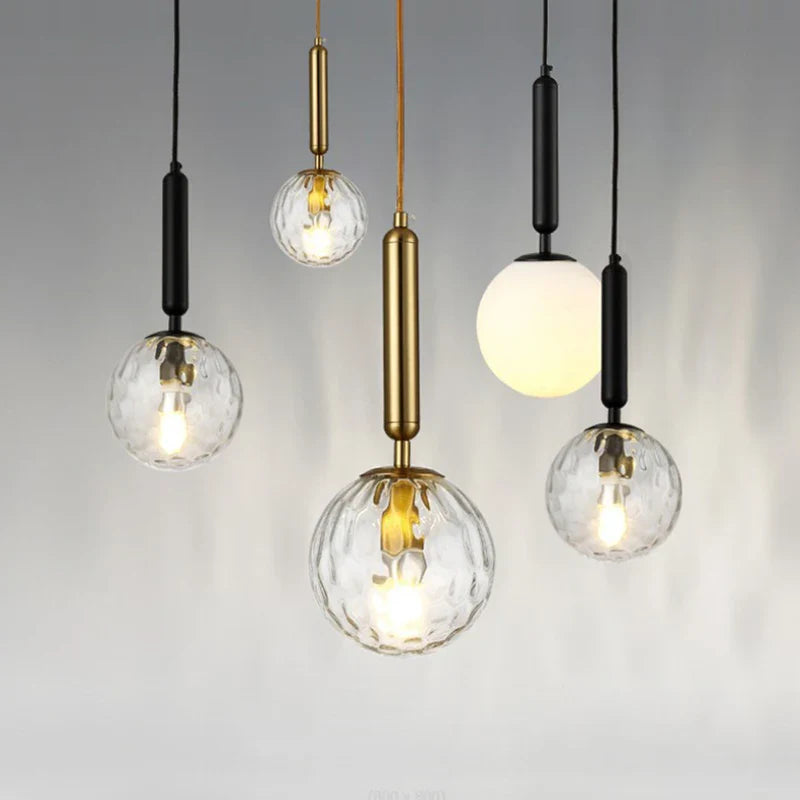 Glass Ball Pendant Light by Afralia™: Modern Kitchen Dining Room Hanging Lampshade for Stylish Lighting Décor