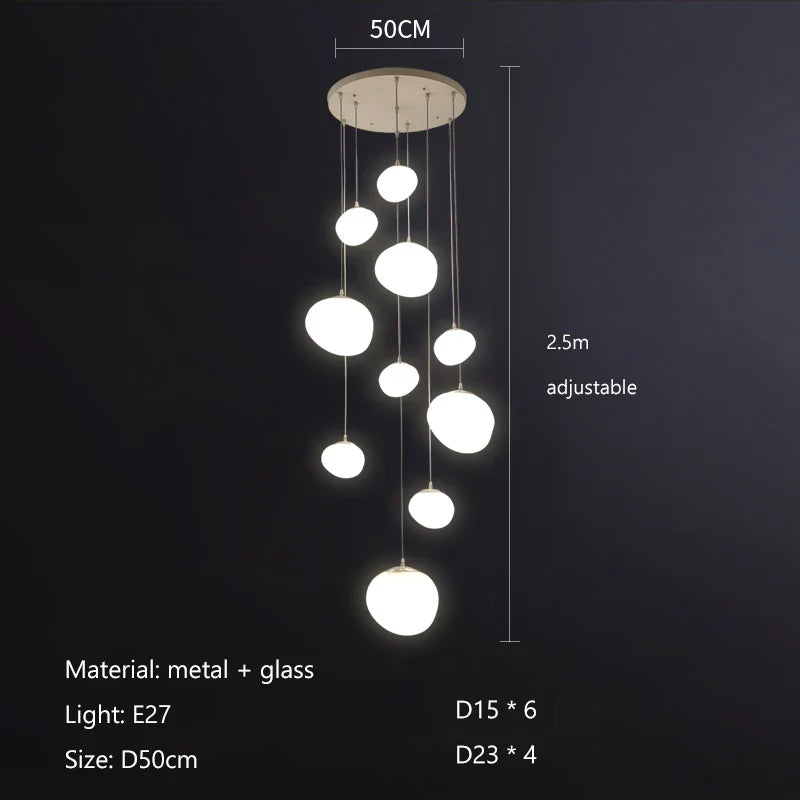 Afralia™ Nordic Glass Lampshade LED Ceiling Chandelier for Home Decoration