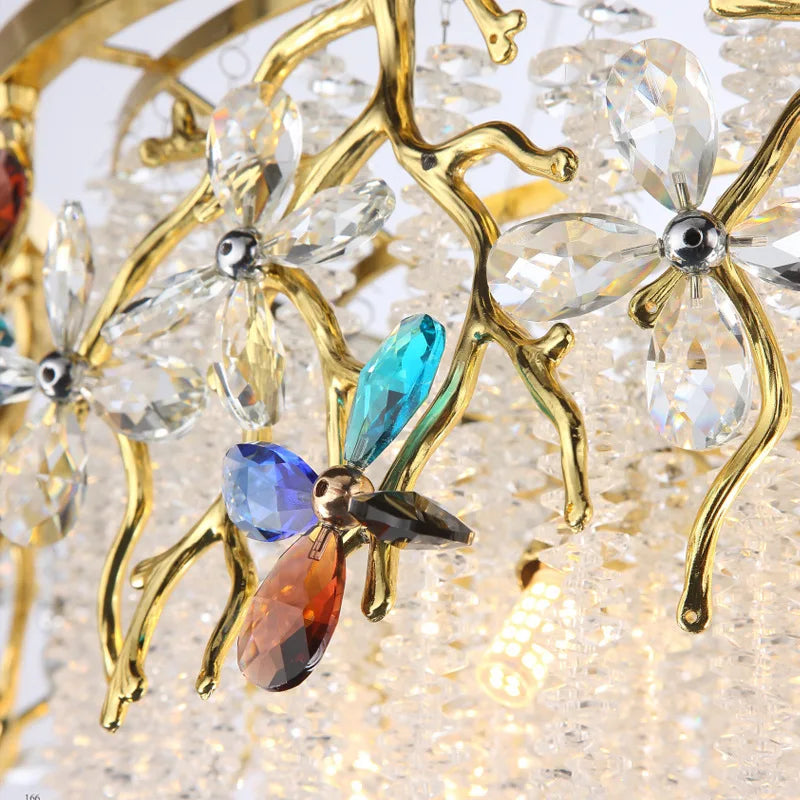 Afralia™ Colored Crystal Water Drop Glass Ceiling Light for Villa, Dining, Living, Study, Hotel