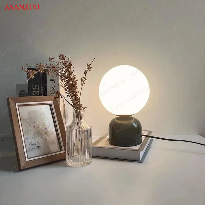 Afralia™ Nordic Glass Ball Table Lamp Luxury Marble Bedside Decor Modern Living Room Desk Lamp