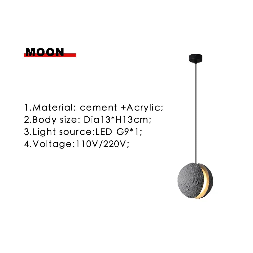 Afralia™ Industrial Cement Pendant Lights - Retro Moon Star Chandelier Fixture