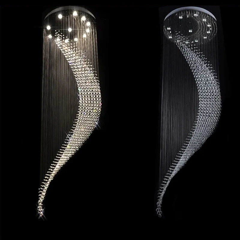 Afralia™ Spiral Crystal Chandelier for Modern Luxury Living Room & Dining Area