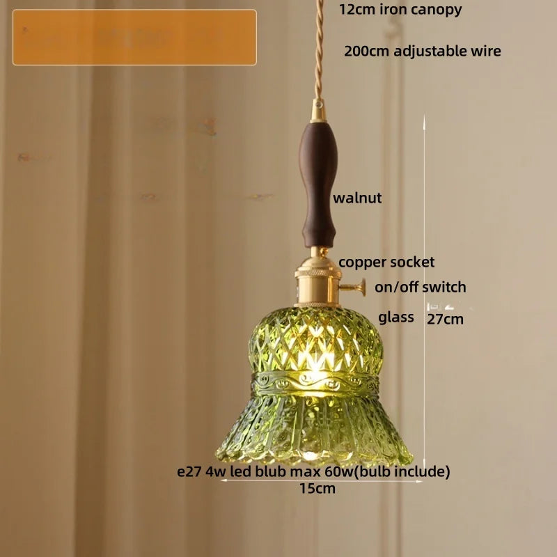 Afralia™ Amber Glass LED Pendant Light Fixture Modern Home Lighting Plafond Lamp