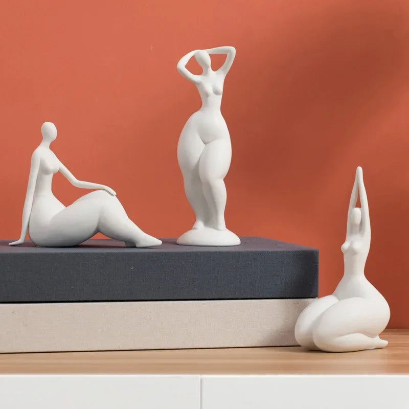 Yoga Woman Sculpture for Nordic Home Decor by Afralia™