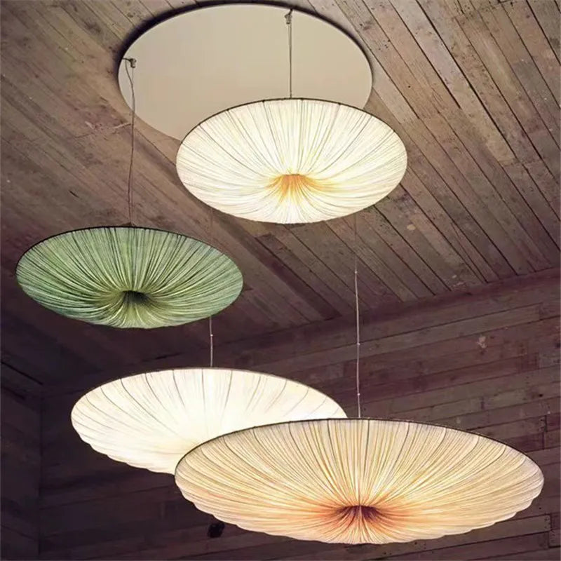 Afralia™ White Fabric Pendant Chandelier for Living Room, Bedroom, and Restaurant