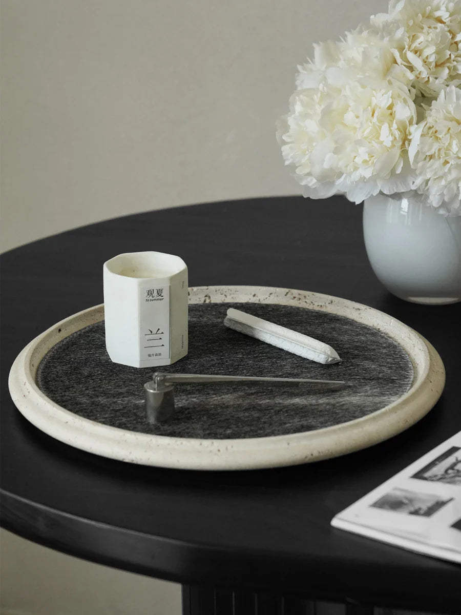 Travertine Horsehair Tray by Afralia™: Elegant and Versatile for Serving, Displaying, and Organizing