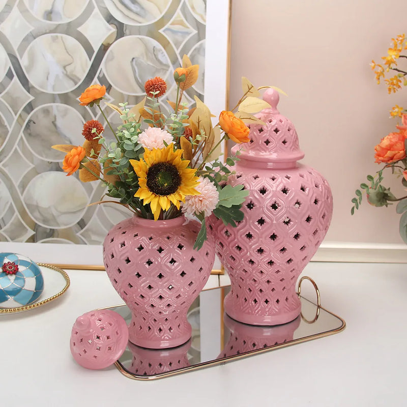 Afralia™ Ceramic Ginger Jar Vase Candy Storage Home Decor