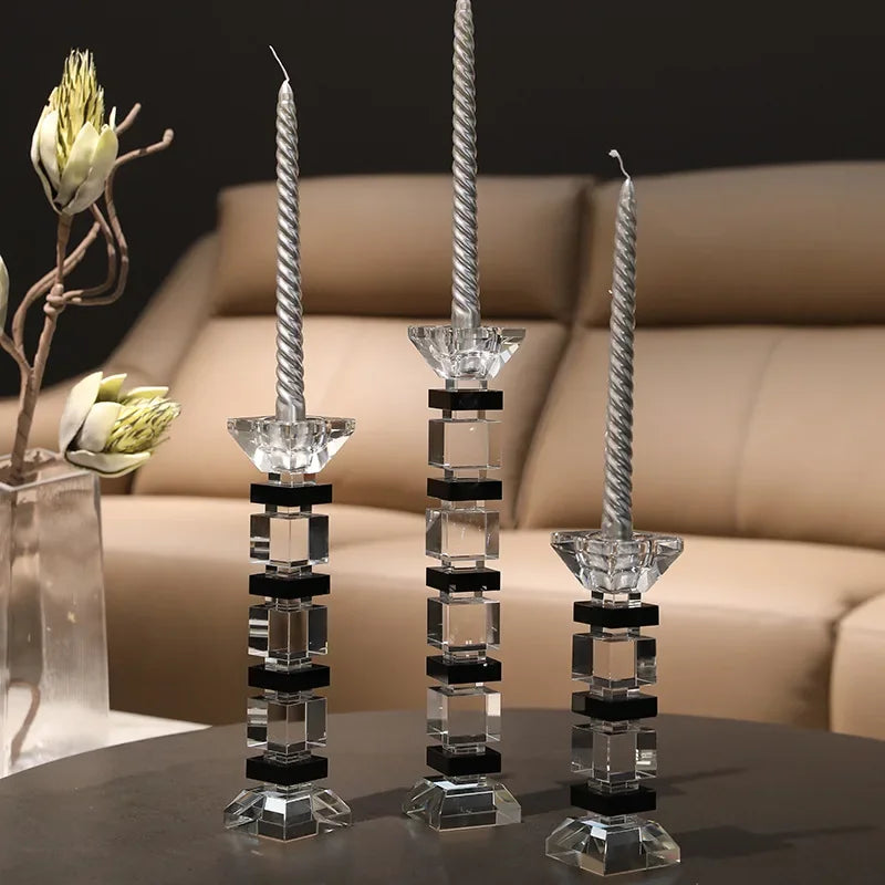 Afralia™ Geometric Glass Candle Holder Block Design Home Decor Accessory