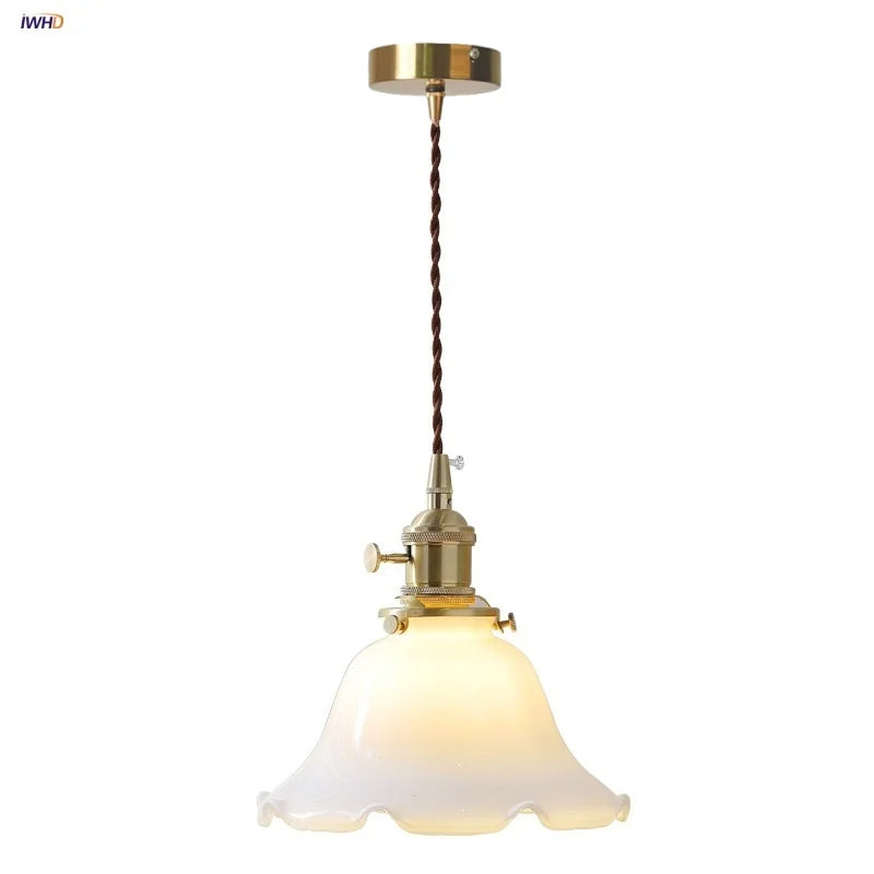 Afralia™ Glass Pendant Lamp with Adjustable LED, Copper Base - Modern Nordic Style
