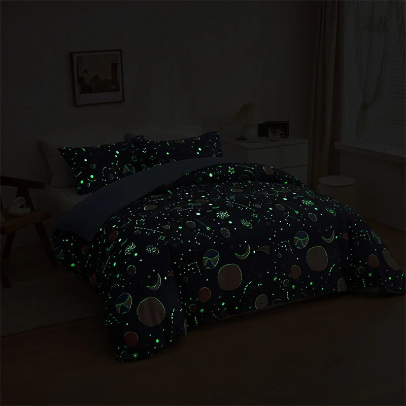 Afralia™ Cosmos Luminous Bedding Set King Queen Double Single Duvet Cover Dream Quilt