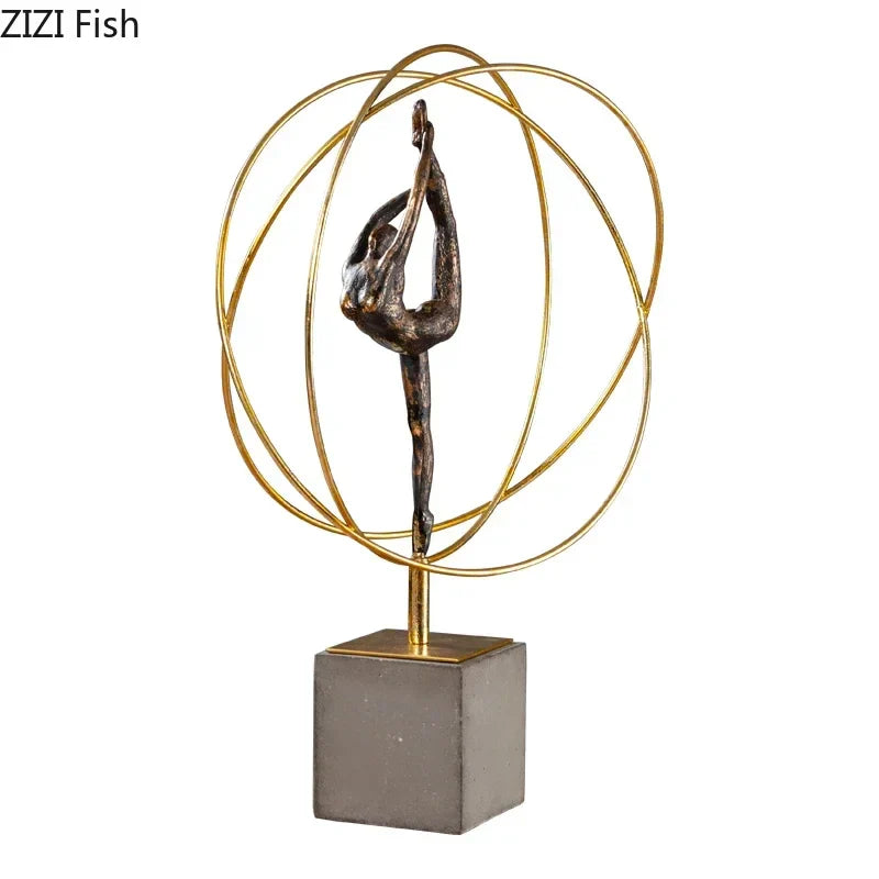 Resin Gymnast Art Sculpture by Afralia™ - Abstract Figure Statue for Home Decor