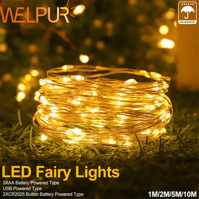 Afralia™ Copper Wire Fairy Lights for Christmas Tree Wedding Party