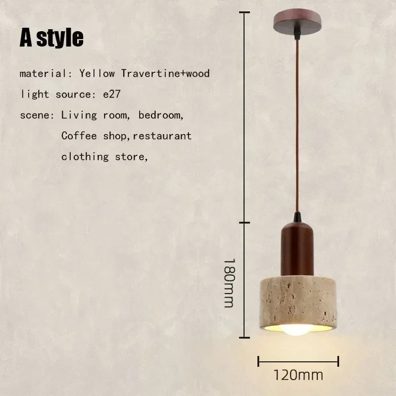 Afralia™ Elegant Wabi Sabi Travertine Pendant Lamp for Dining Desk & Kitchen Island