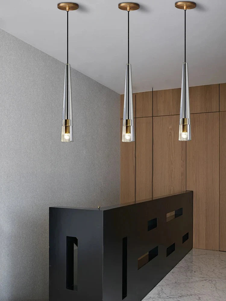 Afralia™ Crystal Copper Pendant Lights Gold Home Decor Glass Hanging Lamp