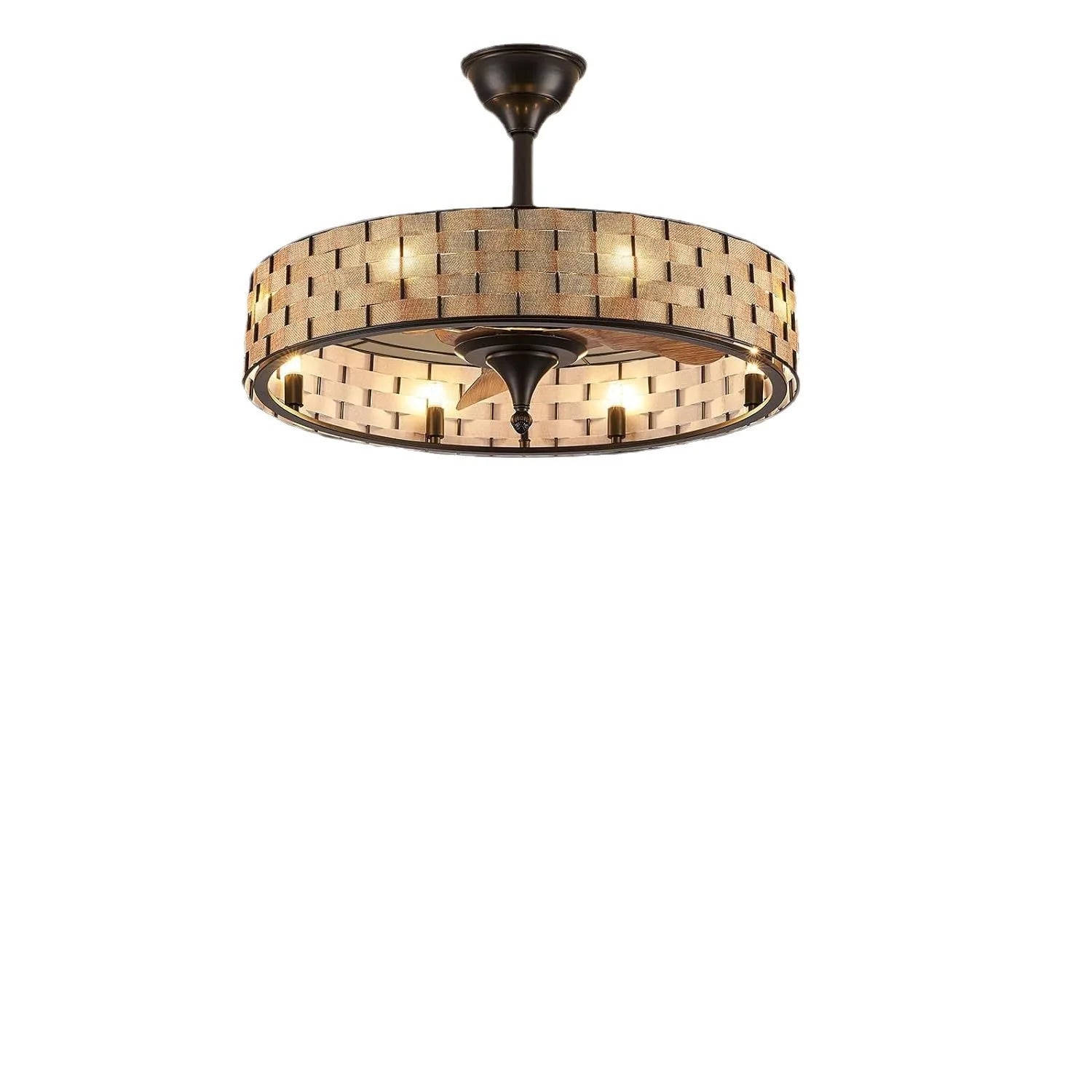 Afralia™ Crystal Ceiling Fan with Birdcage Design, Iron Lampshade, Variable Frequency Remote Control