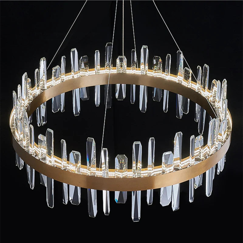 Afralia™ K9 Luxury Pendant Chandelier, LED Indoor Lighting for Kitchen, Living Room, Bedroom