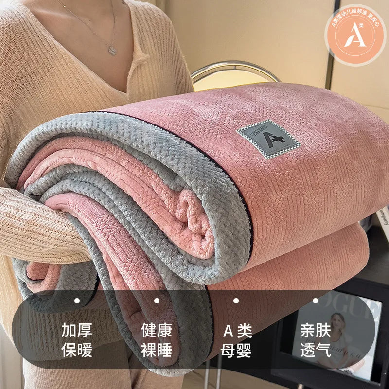 Afralia™ Light Luxury Velvet Plush Cotton Blanket