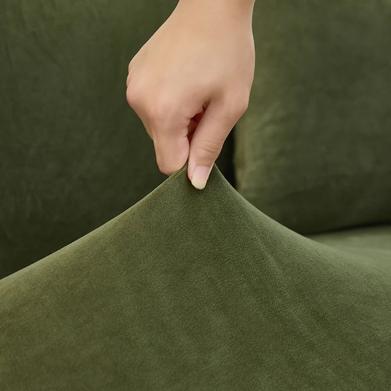 Afralia™ Fleece Velvet Sofa Cover: Stretch Slipcover for Loveseat & Couch, Solid Color