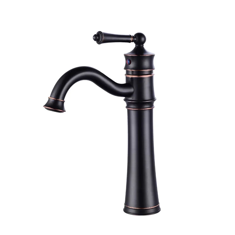 Afralia™ Black Brass Basin Faucet High Arch Single Handle Deck Mounted Mixer