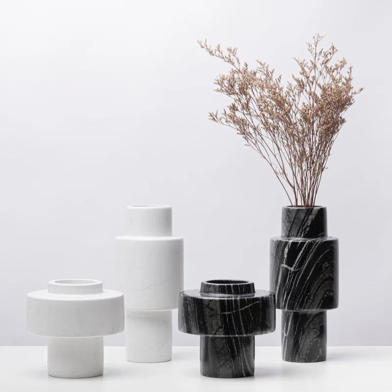 Afralia™ Marble Pillar Vase for Modern Home Decoration