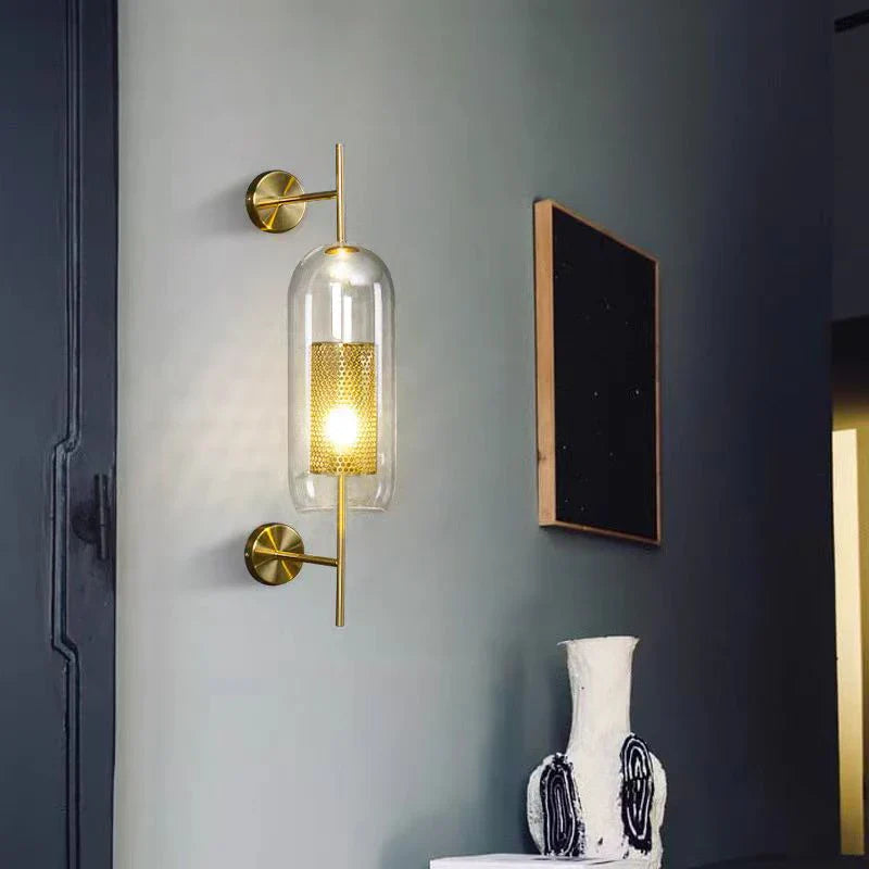 Afralia™ Brass Glass Wall Lamp for Bedroom, Living Room, Aisle - Nordic Design