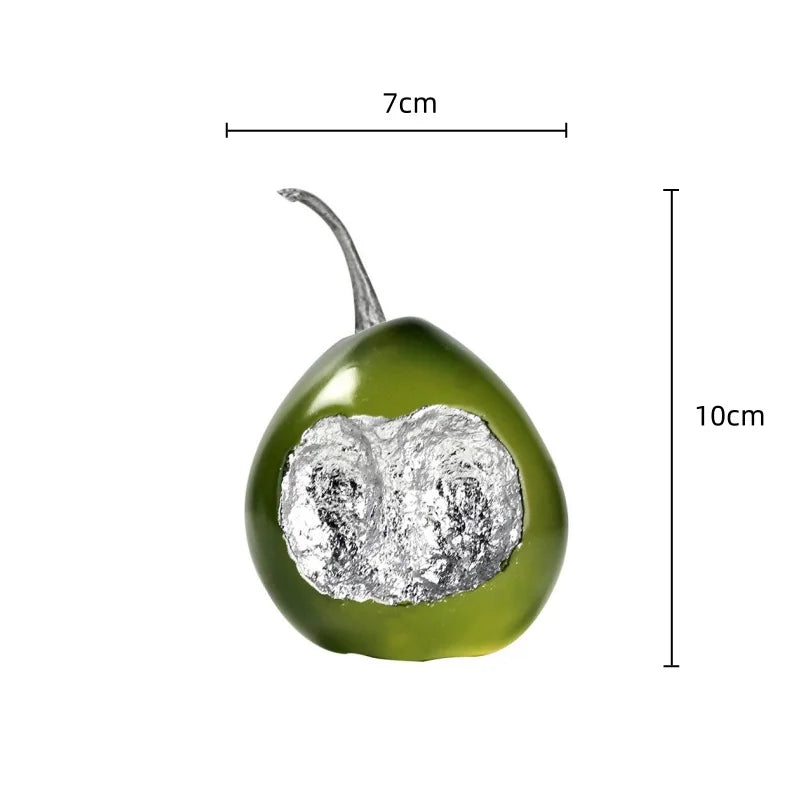 Afralia™ Silver Pear Resin Sculpture Handicraft - Abstract Fruit Decorative Figurine Craft