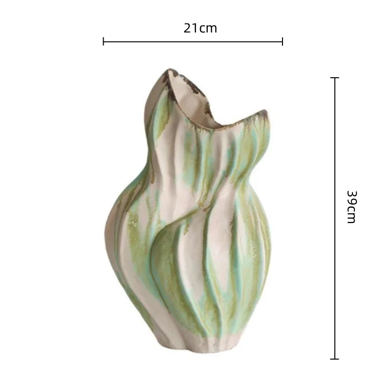 Ceramic Graffiti Vase by Afralia™ - Handmade Irregular Folds Home Decor