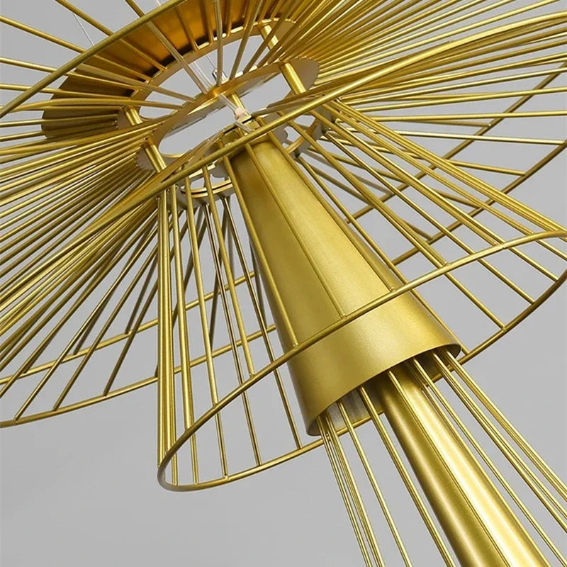 Afralia™ Wrought Iron Mesh Spotlight Chandelier For Hotel Dining Room Art Decor