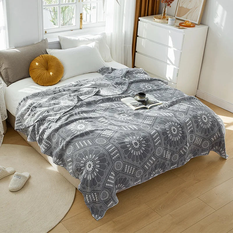 Afralia™ Nordic Cotton Gauze Throw Blanket for Sofa Bed, Boho Style Comforter Plaid