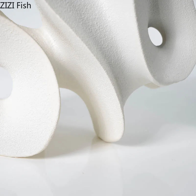 Afralia™ Geometric Resin Sculpture Desk Decoration Hollow Out Ornaments Abstract Handicrafts