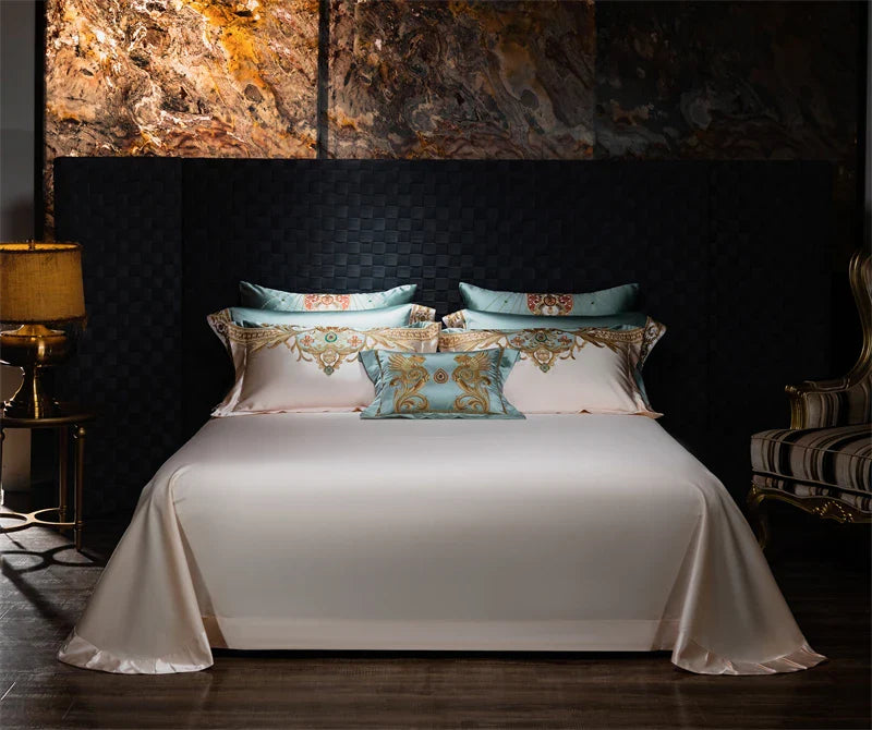 Afralia™ Royal Embroidery Egyptian Cotton Bedding Set with Duvet Cover and Pillowcases