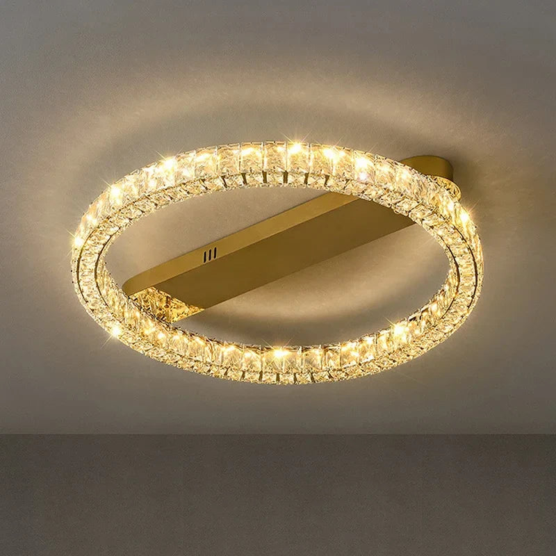 Afralia™ Gold Crystal Ceiling Lights for Elegant Home Decor
