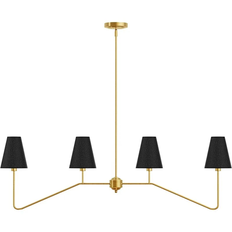 Afralia™ Classic Chandeliers Polished Gold/Black With White Linen Shades