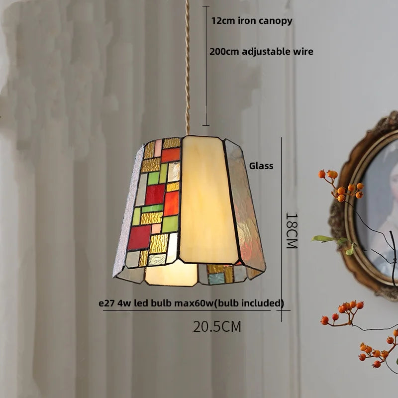 Afralia™ Tiffany Style Glass LED Pendant Lights for Dining Kitchen Restaurant Hallway