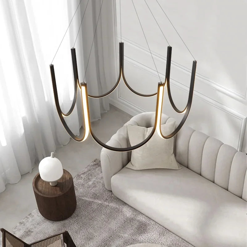 Afralia™ U-Shape LED Pendant Chandelier for Modern Minimalist Luxury Home Decor