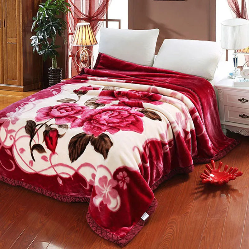 Afralia™ Double Layered Raschel Blanket Vintage Flannel 150X200Cm Size Bed Cover