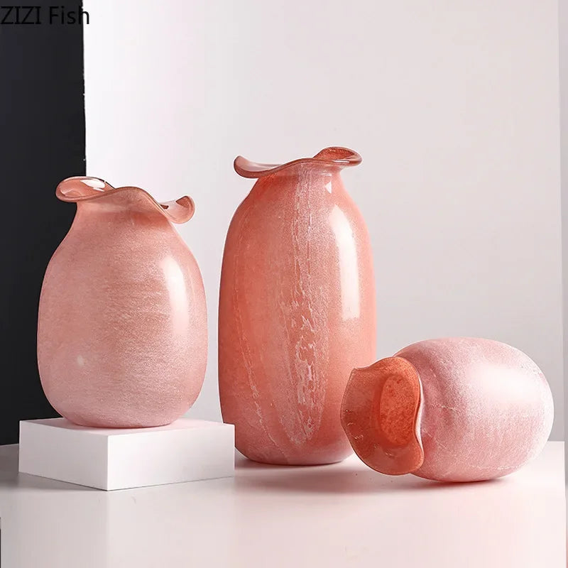 Afralia™ Red Matte Glass Vase Hydroponics Flower Pot Room Decor