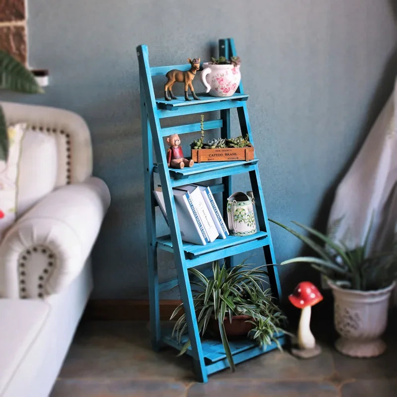Afralia™ Wood Balcony Flower Pot Shelf - Modern Living Room Decor