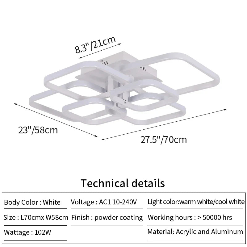 Afralia™ White Acrylic Chandelier LED Ceiling Lamp for Living Dining Room Home Decor