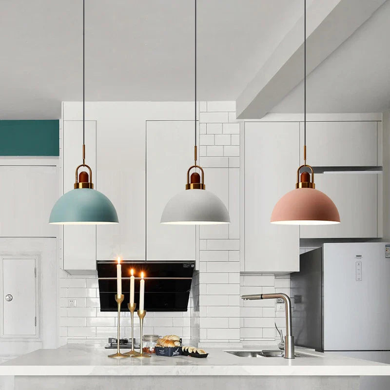 Afralia™ Nordic Metal LED Pendant Lights for Kitchen Dining Room Bedroom Bar Counter